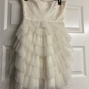 BCBG Womens Sz 4 Ivory Mini Formal Dress with Straps $368 "Gardenia" Bridal